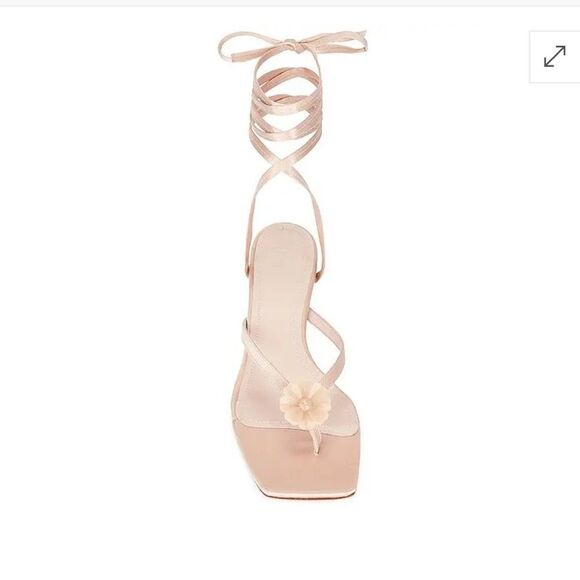 Helsa Sz 9 Kitten Lace Up shoes heels sandals nude pink Revolve $428 NIB 39 flaw - Picture 1 of 16